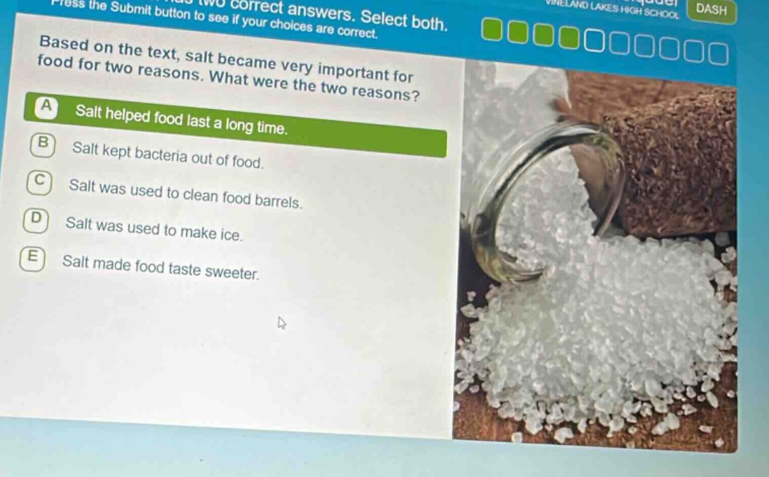 two correct answers. select both. press the submit button to see if you…