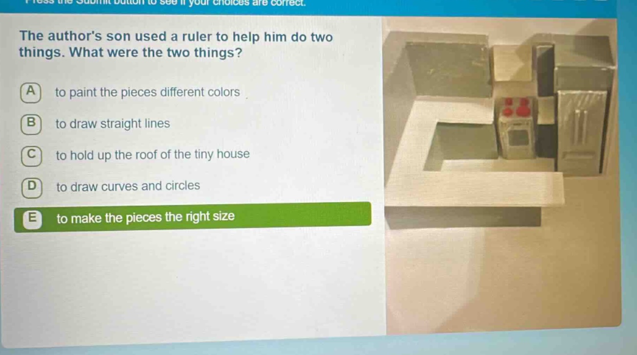 press the submit button to see if your choices are correct. the authors…