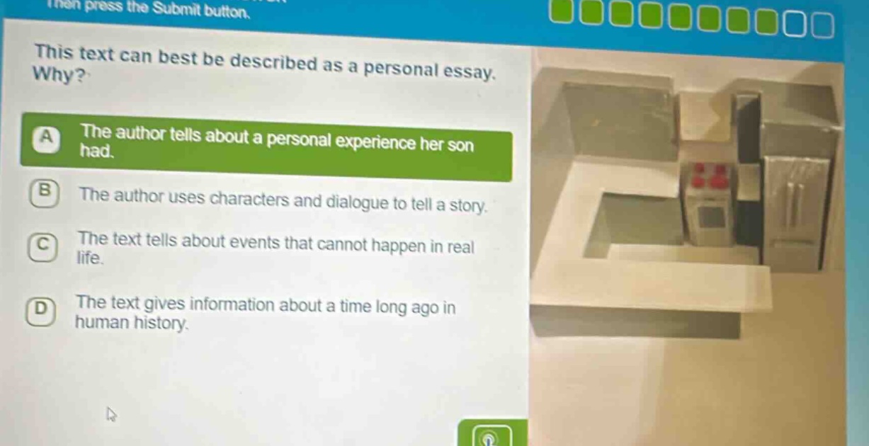 then press the submit button. this text can best be described as a pers…