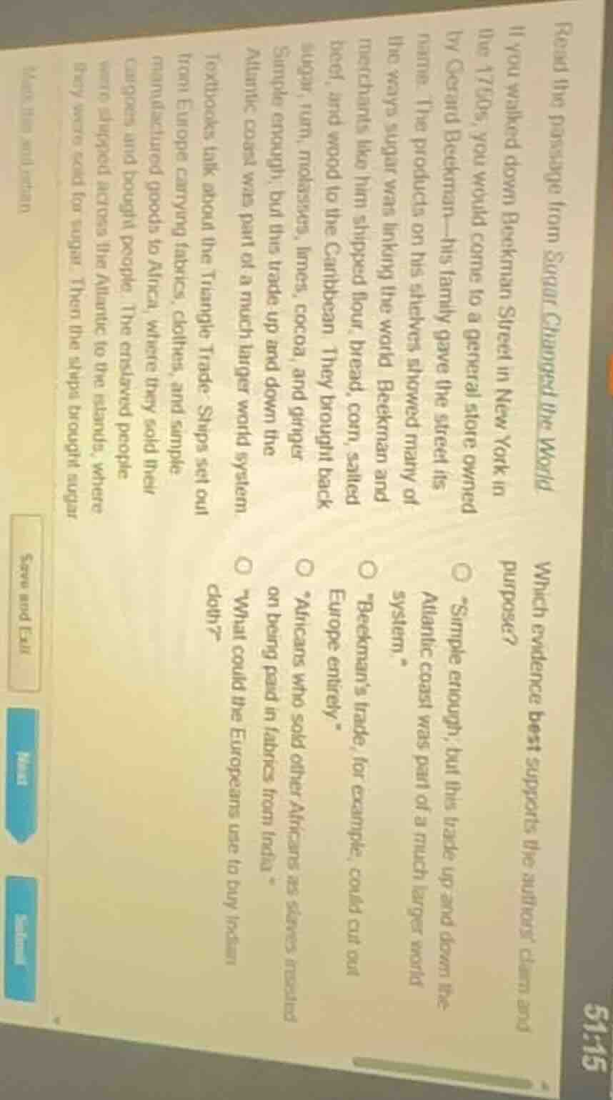 read the passage from sugar changed the world.if you walked down beekma…