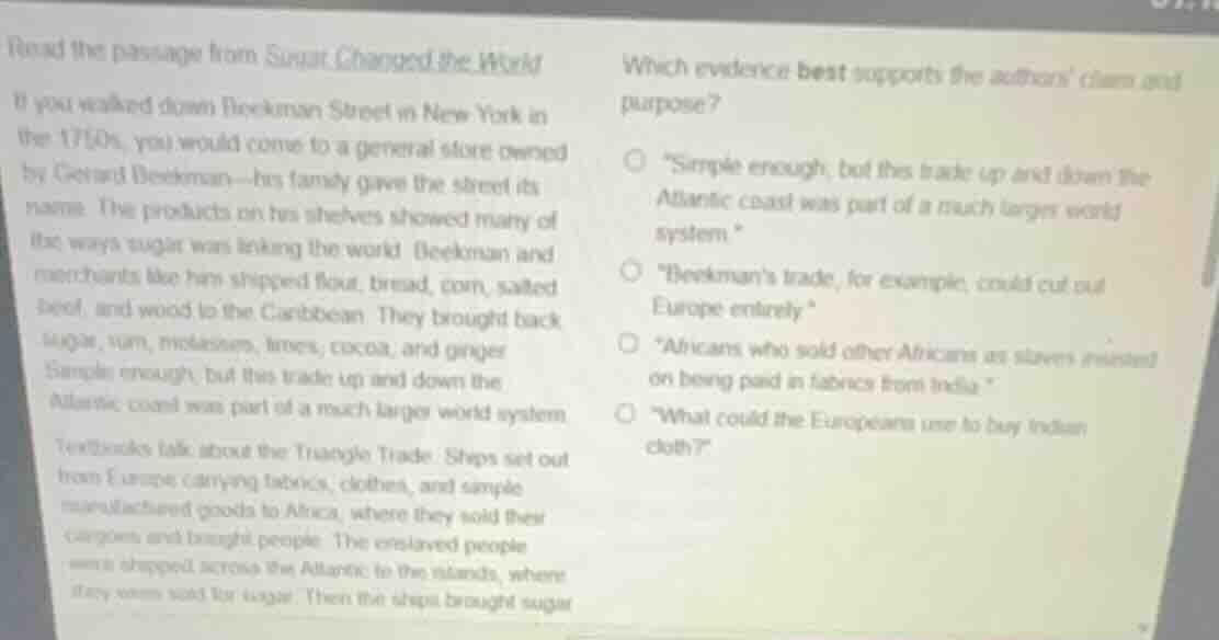 read the passage from sugar changed the world if you walked down beekma…