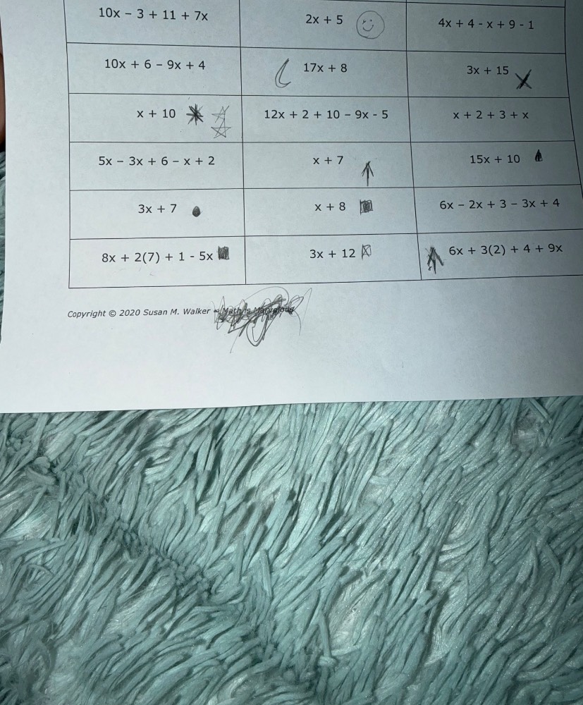 10x - 3 + 11 + 7x 2x + 5 4x + 4 - x + 9 - 1 10x + 6 - 9x + 4 17x + 8 3x…