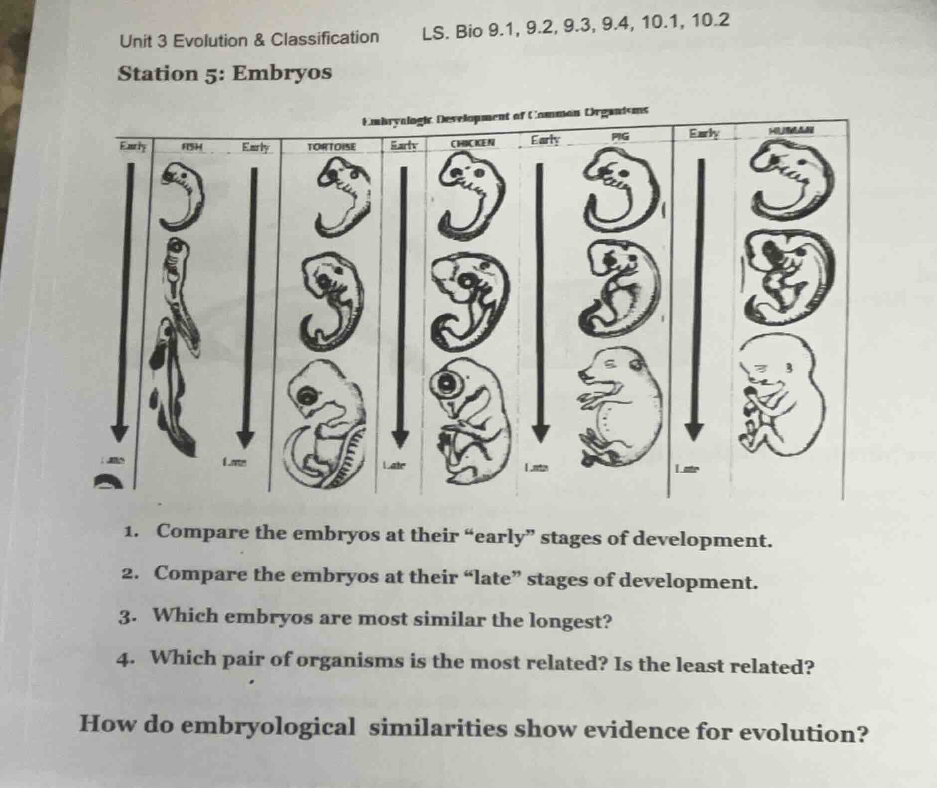 unit 3 evolution & classification ls. bio 9.1, 9.2, 9.3, 9.4, 10.1, 10.…