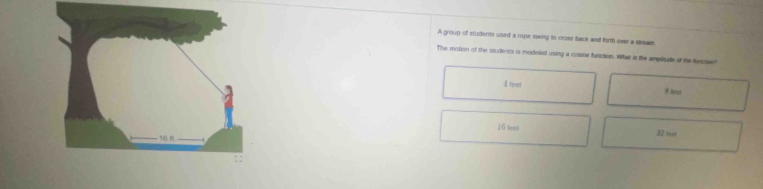 a group of students used a rope swing to cross back and forth over a st…