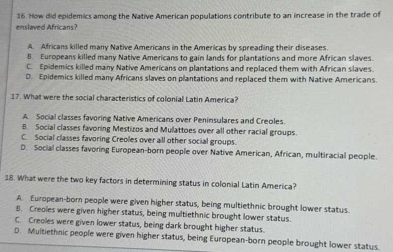 16. how did epidemics among the native american populations contribute …