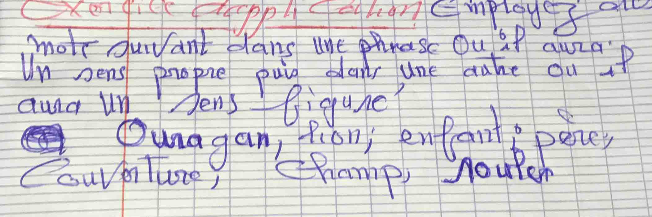 mots suivant dans une phrase où il aura un sens propre puis dans une au…