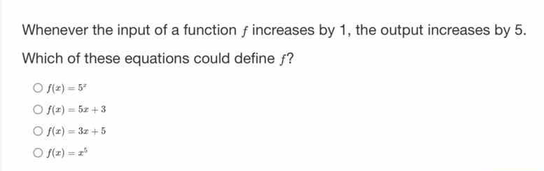 whenever the input of a function $f$ increases by 1, the output increas…