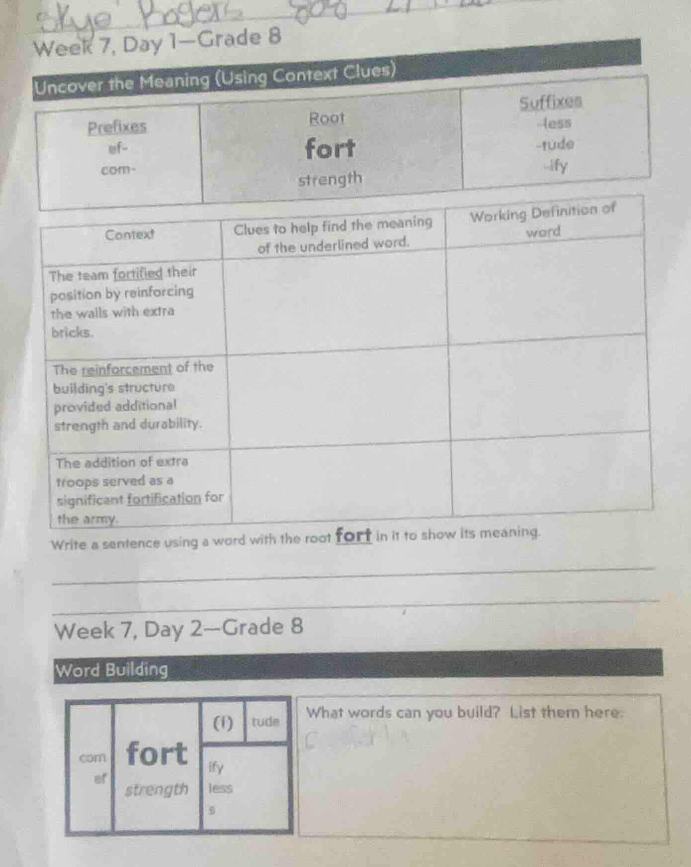 skye rogersweek 7, day 1—grade 8uncover the meaning (using context clue…
