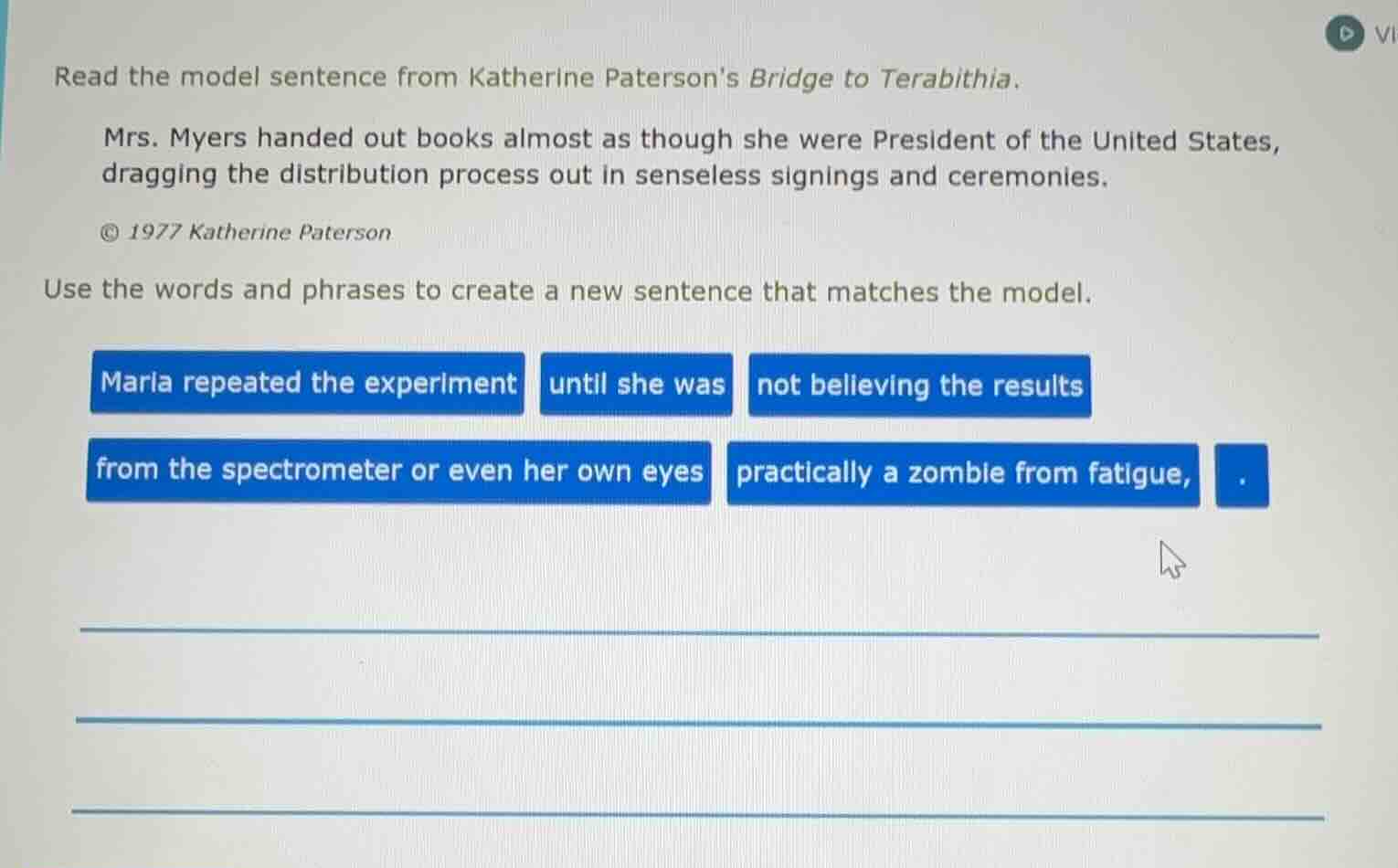 read the model sentence from katherine patersons bridge to terabithia. …