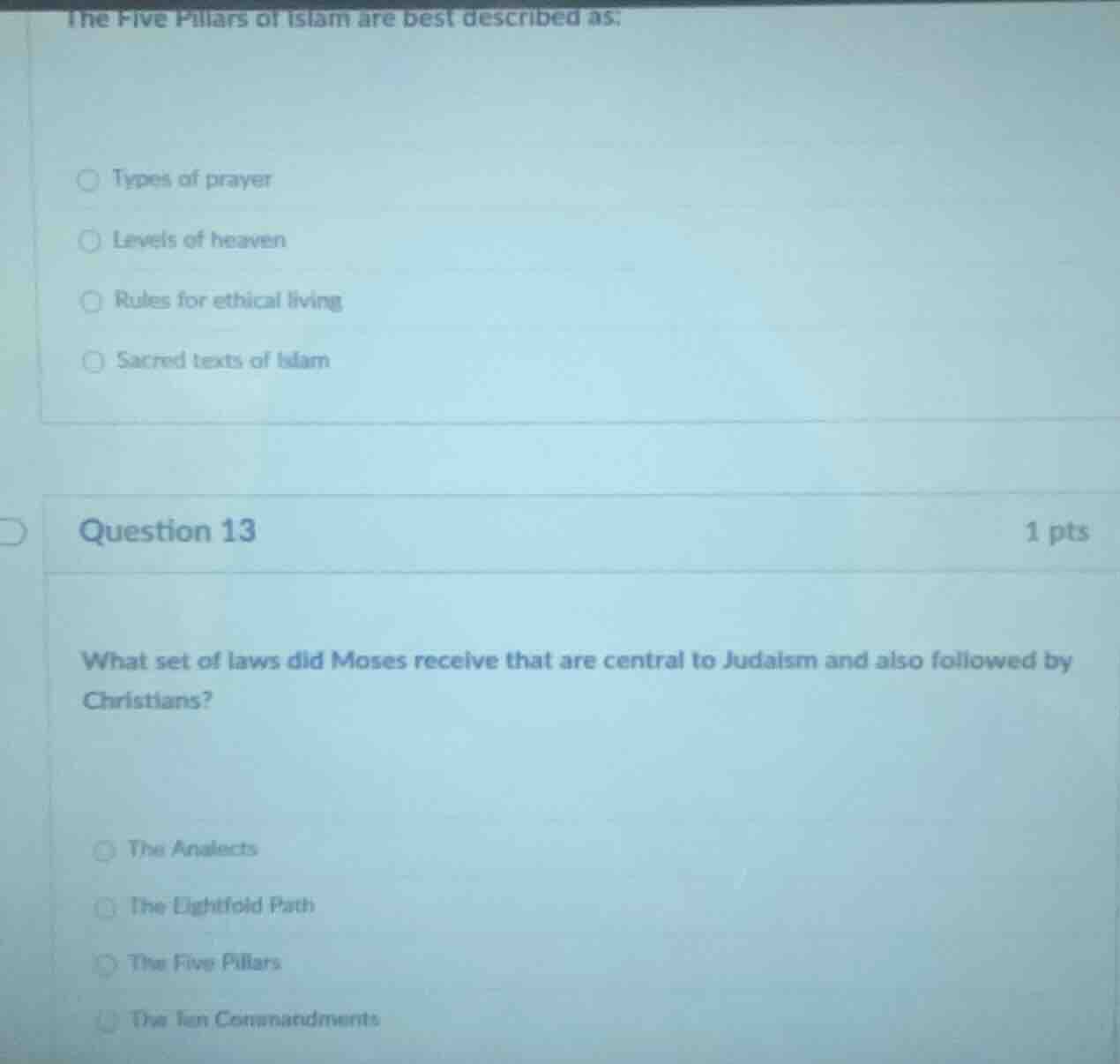 the five pillars of islam are best described as:types of prayerlevels o…