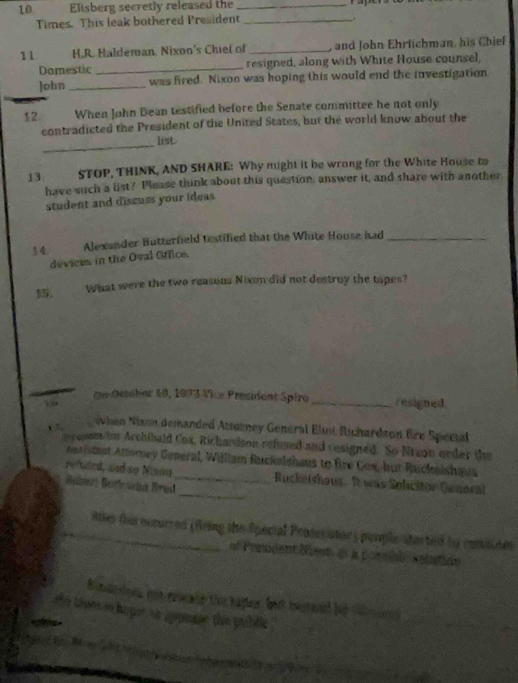 10. ellisberg secretly released the ______ papers to the times. this le…