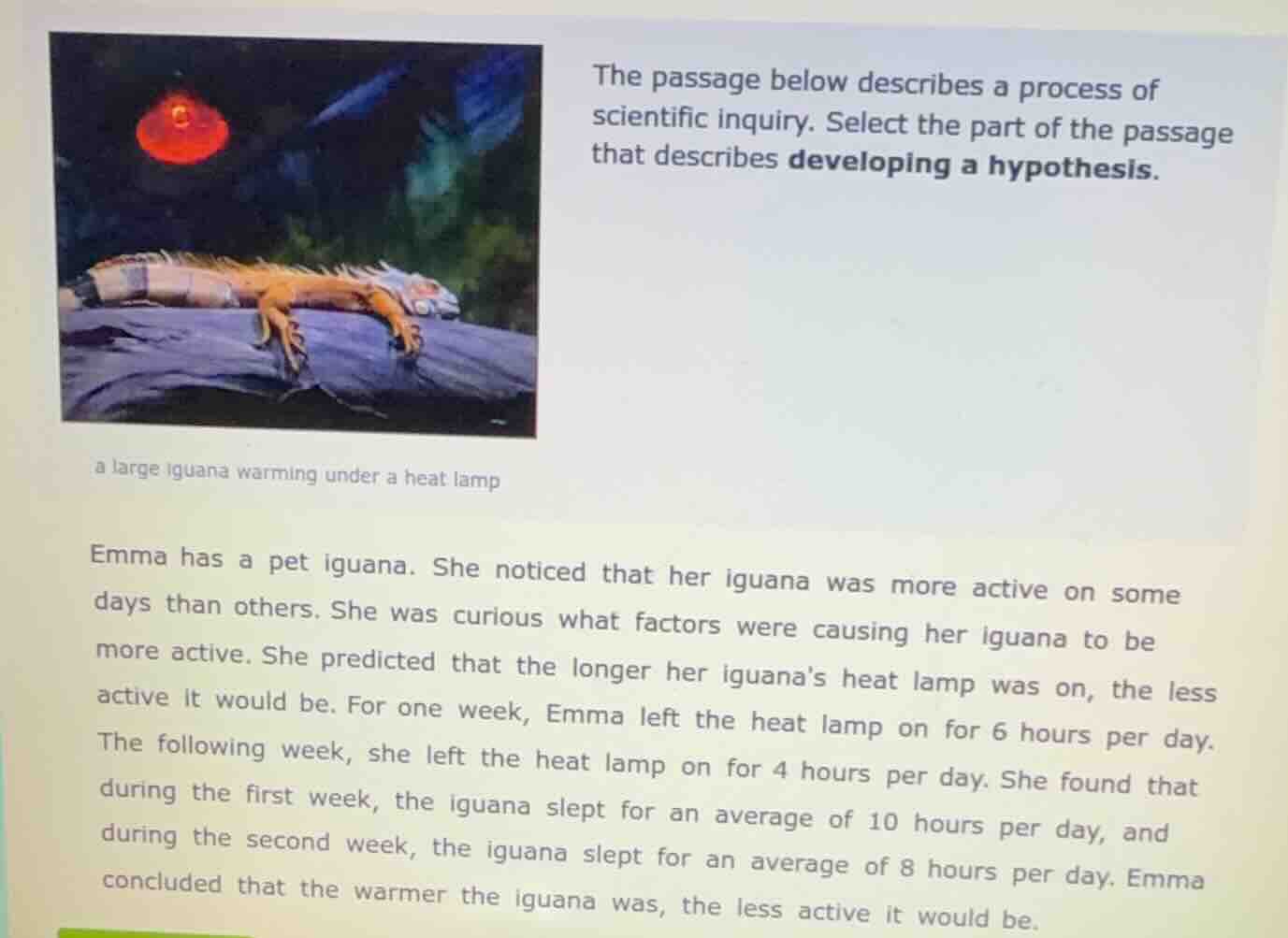 the passage below describes a process of scientific inquiry. select the…