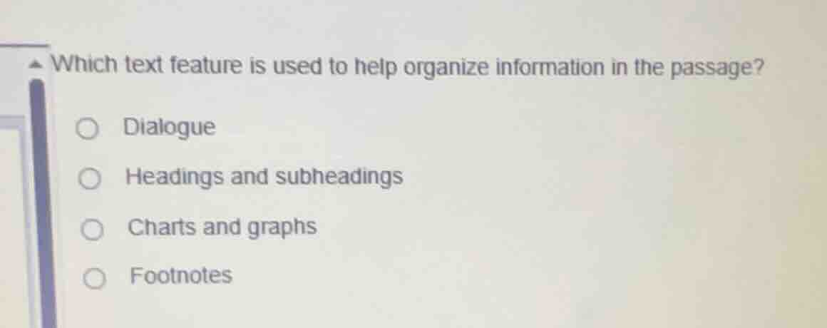 which text feature is used to help organize information in the passage?…