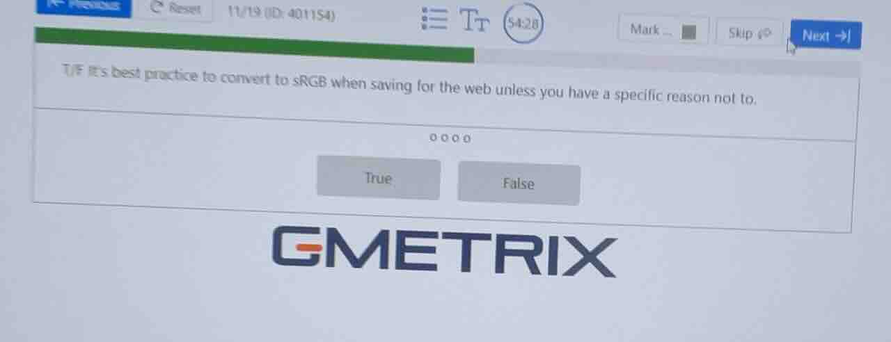 t/f its best practice to convert to srgb when saving for the web unless…