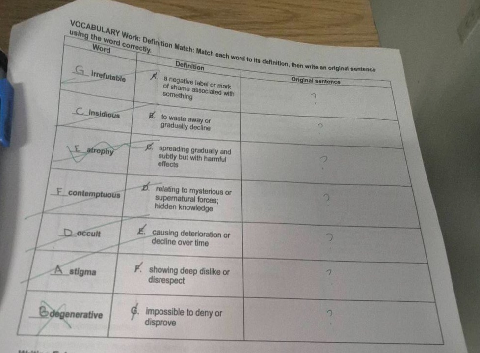 vocabulary work: definition match: match each word to its definition, t…