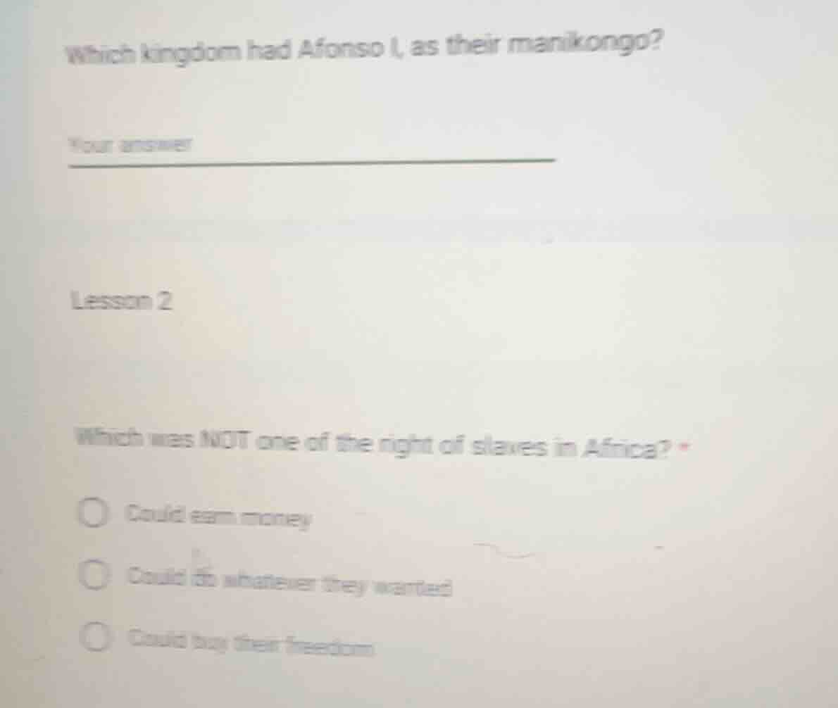 which kingdom had afonso i, as their manikongo? your answer lesson 2 wh…