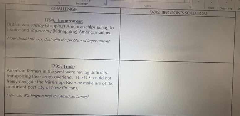 challenge washingtons solution 1794: impressment britain was seizing (s…