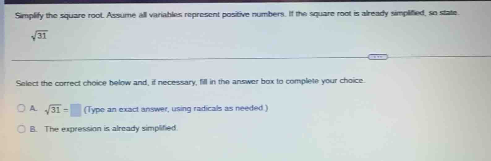 simplify the square root. assume all variables represent positive numbe…