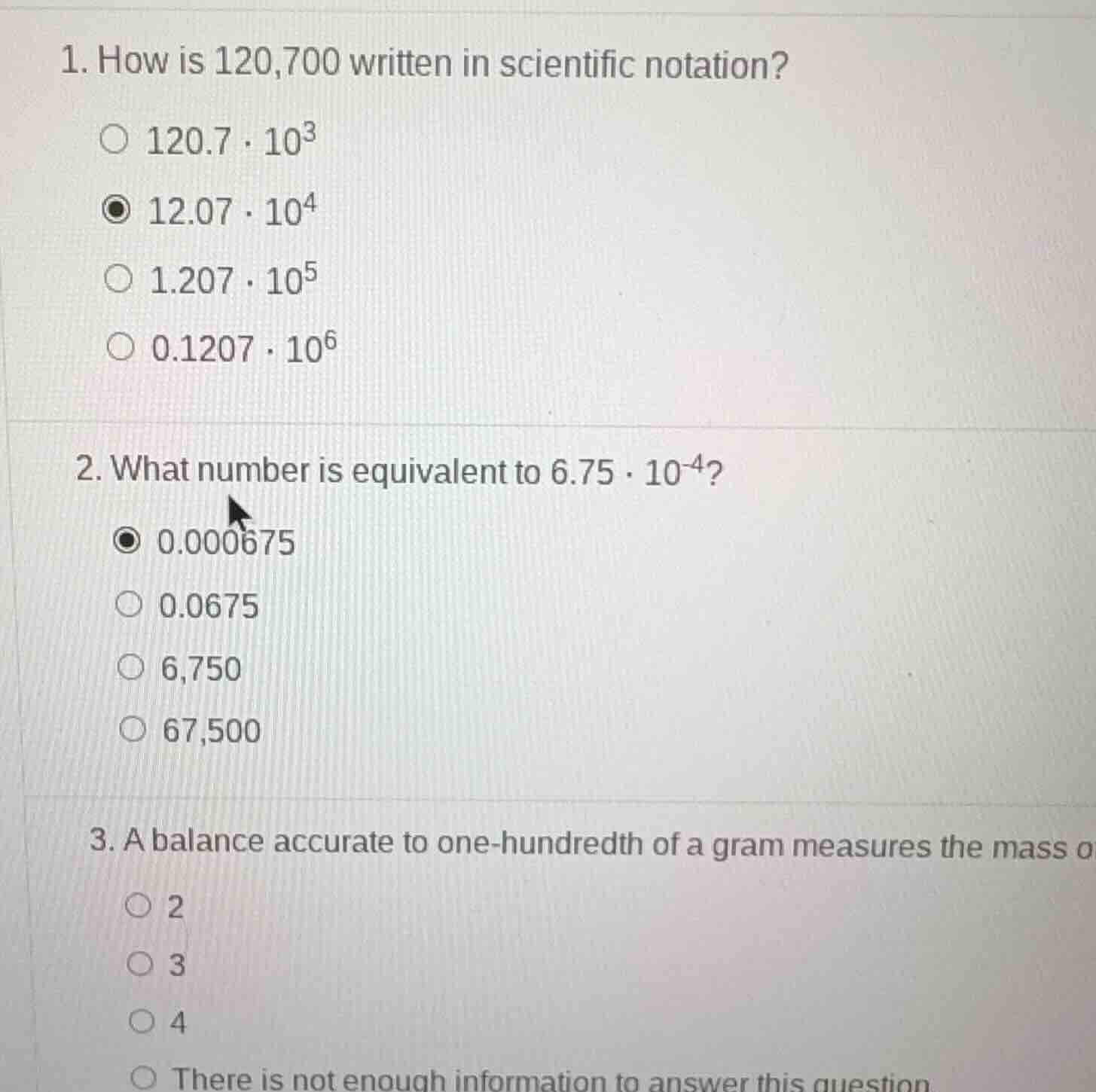 1. how is 120,700 written in scientific notation?$\bigcirc$ $120.7 cdot…