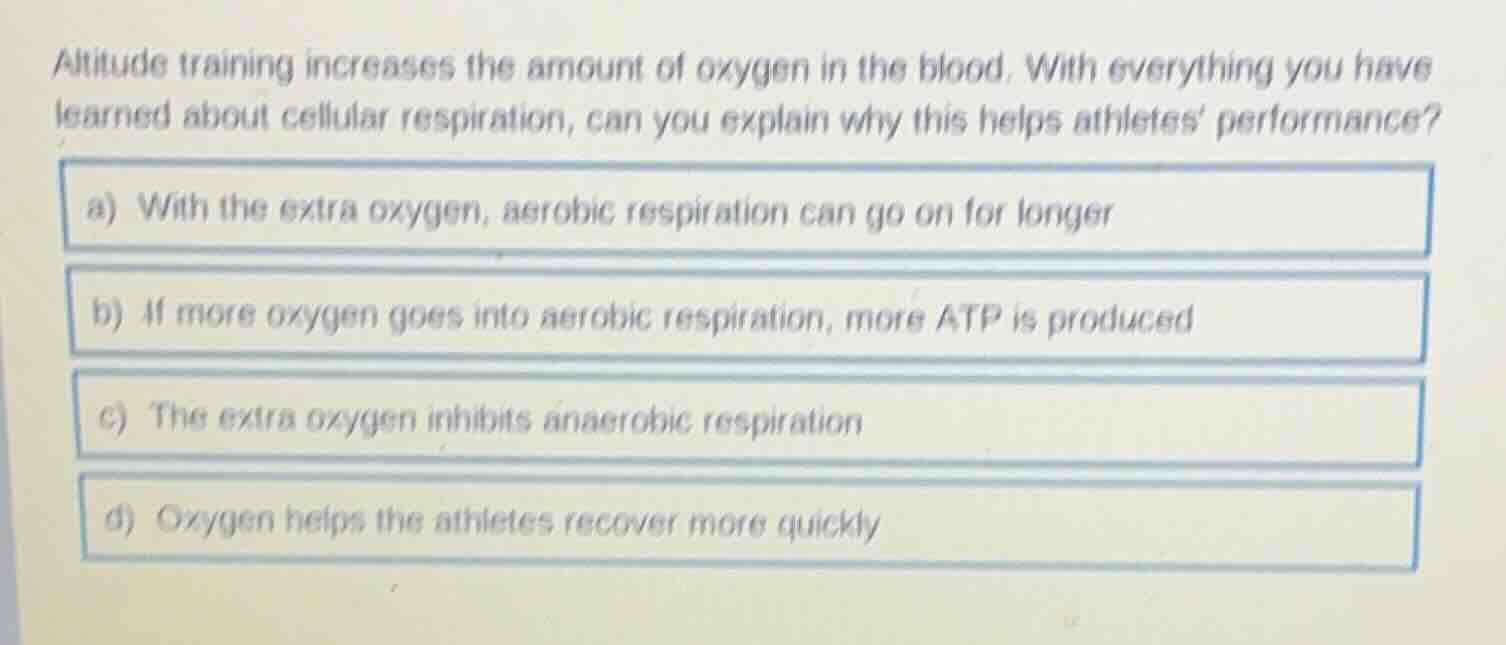 altitude training increases the amount of oxygen in the blood. with eve…