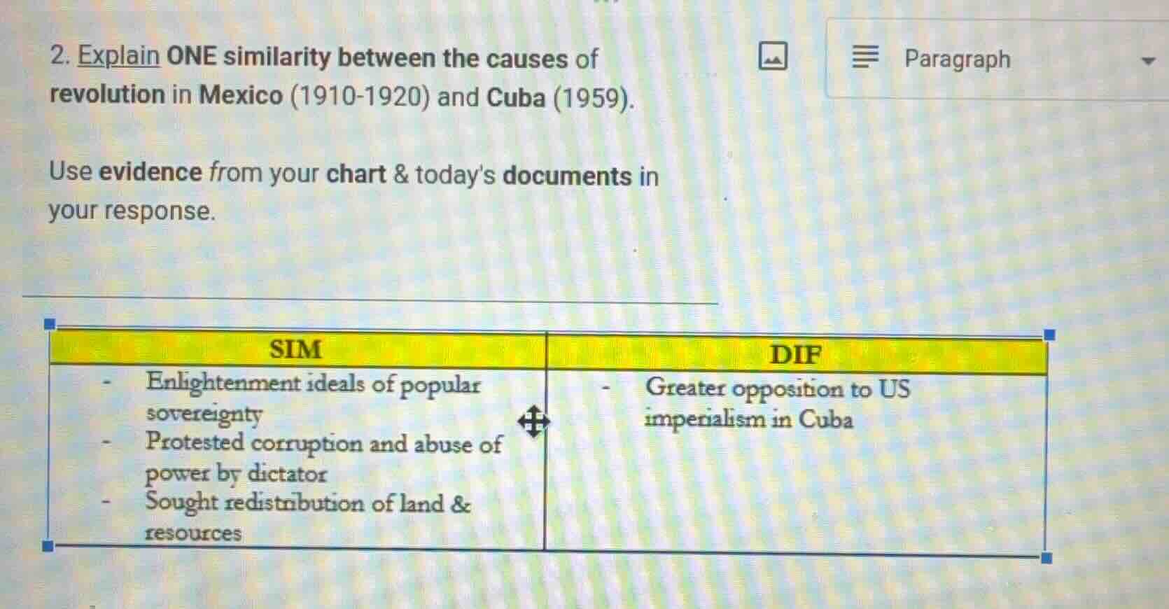 2. explain one similarity between the causes of revolution in mexico (1…