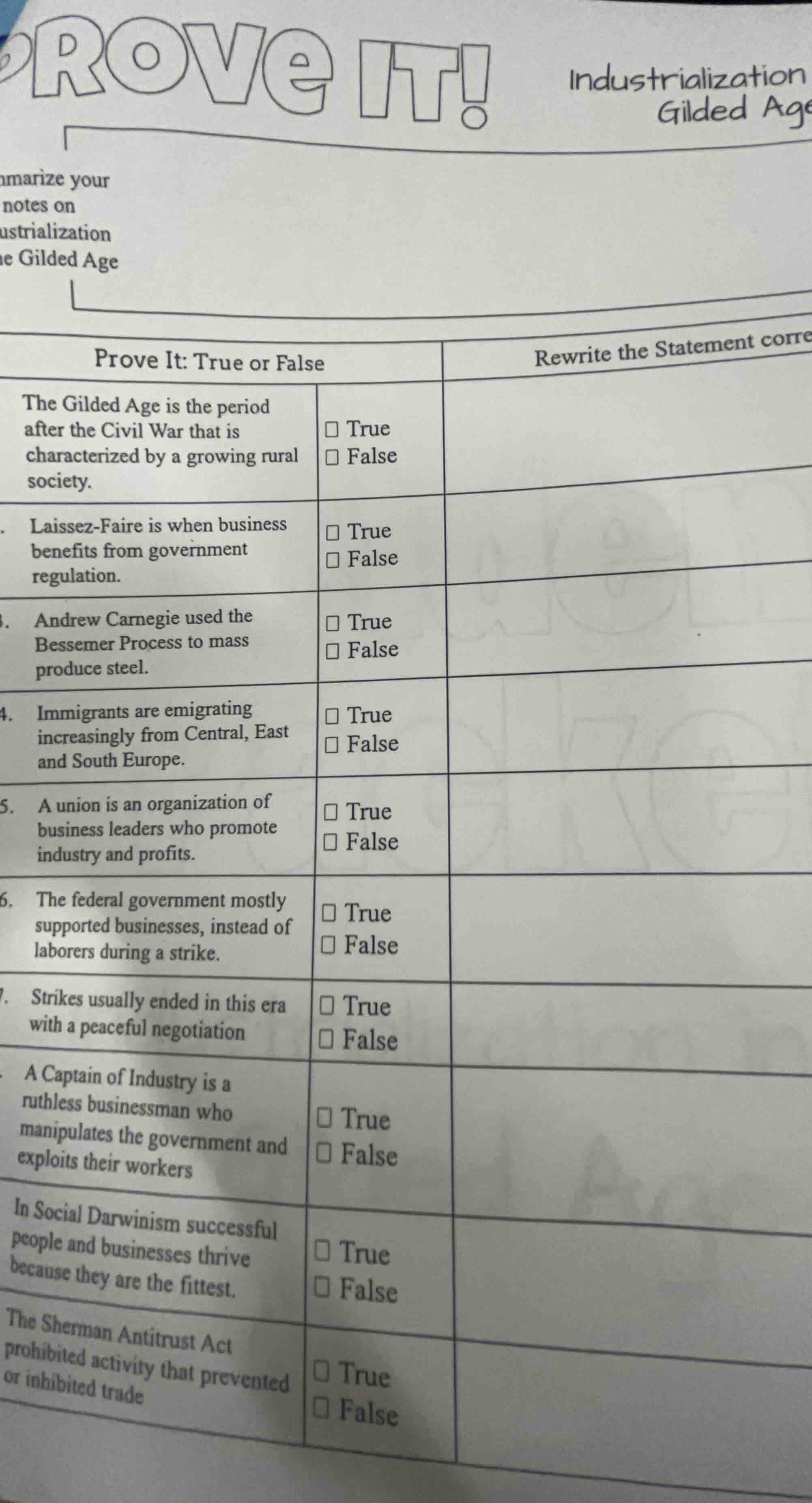 prove it!industrializationgilded ageummarize yournotes onustrialization…