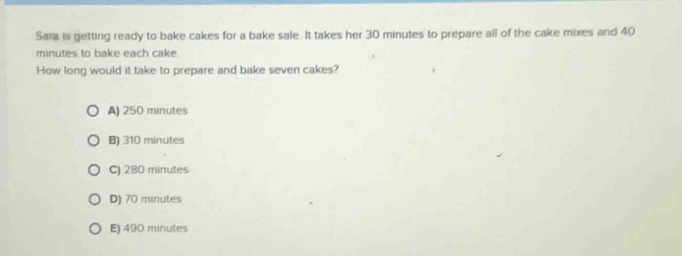 sara is getting ready to bake cakes for a bake sale. it takes her 30 mi…