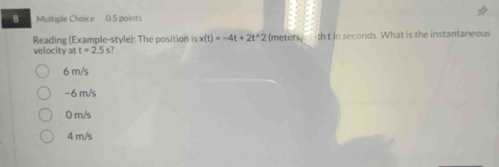 8 multiple choice 0.5 points reading (example-style): the position is $…