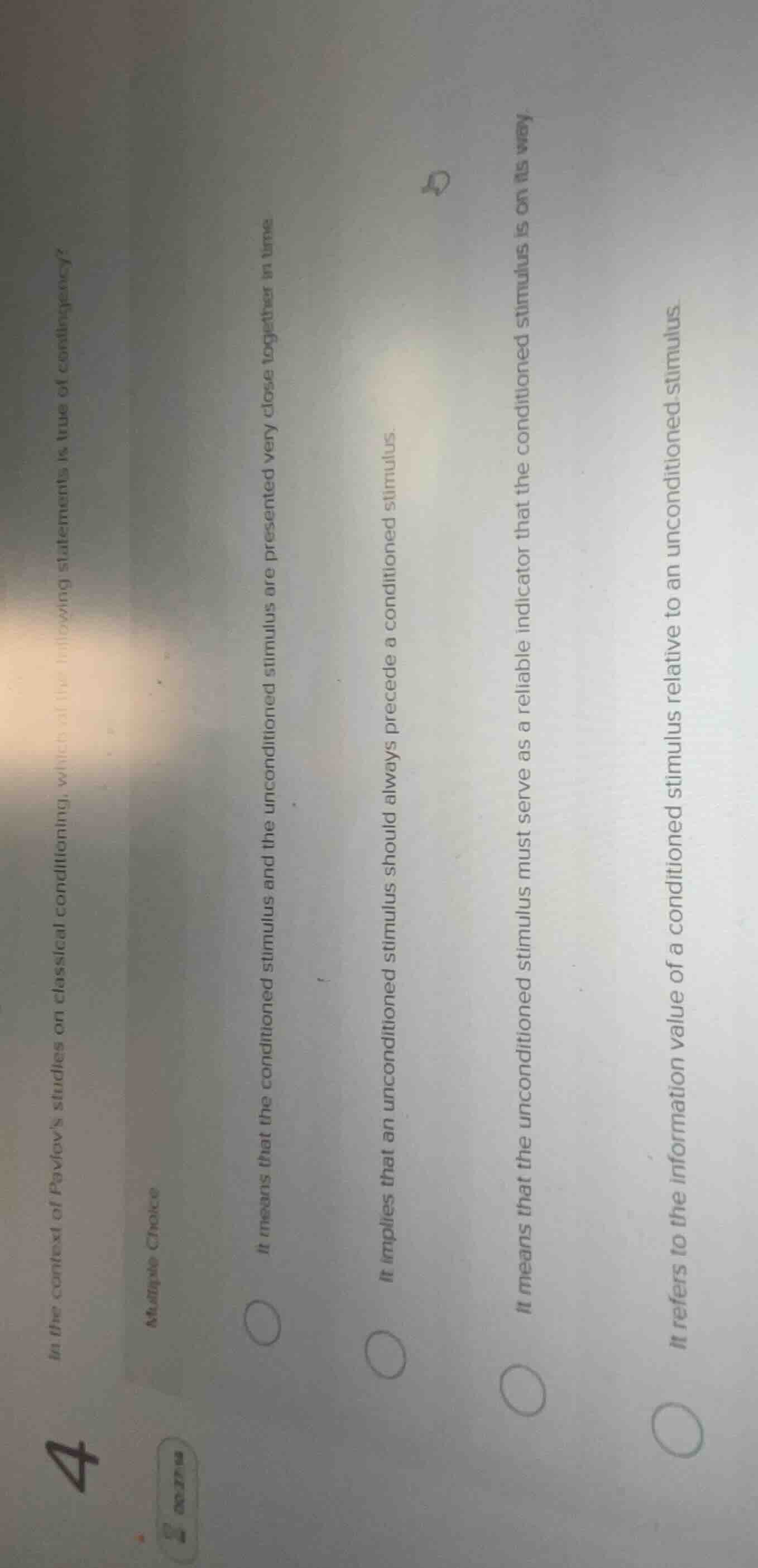 4 in the context of pavlovs studies on classical conditioning, which of…