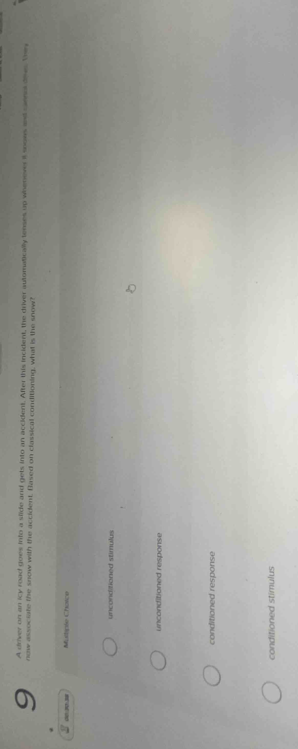 9. a driver on an icy road goes into a slide and gets into an accident.…