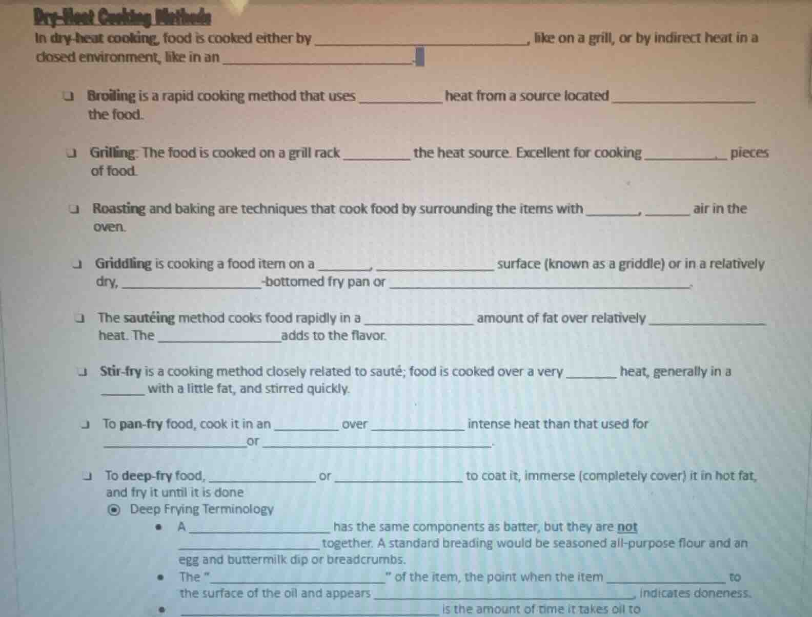 dry-heat cooking methods in dry-heat cooking, food is cooked either by …