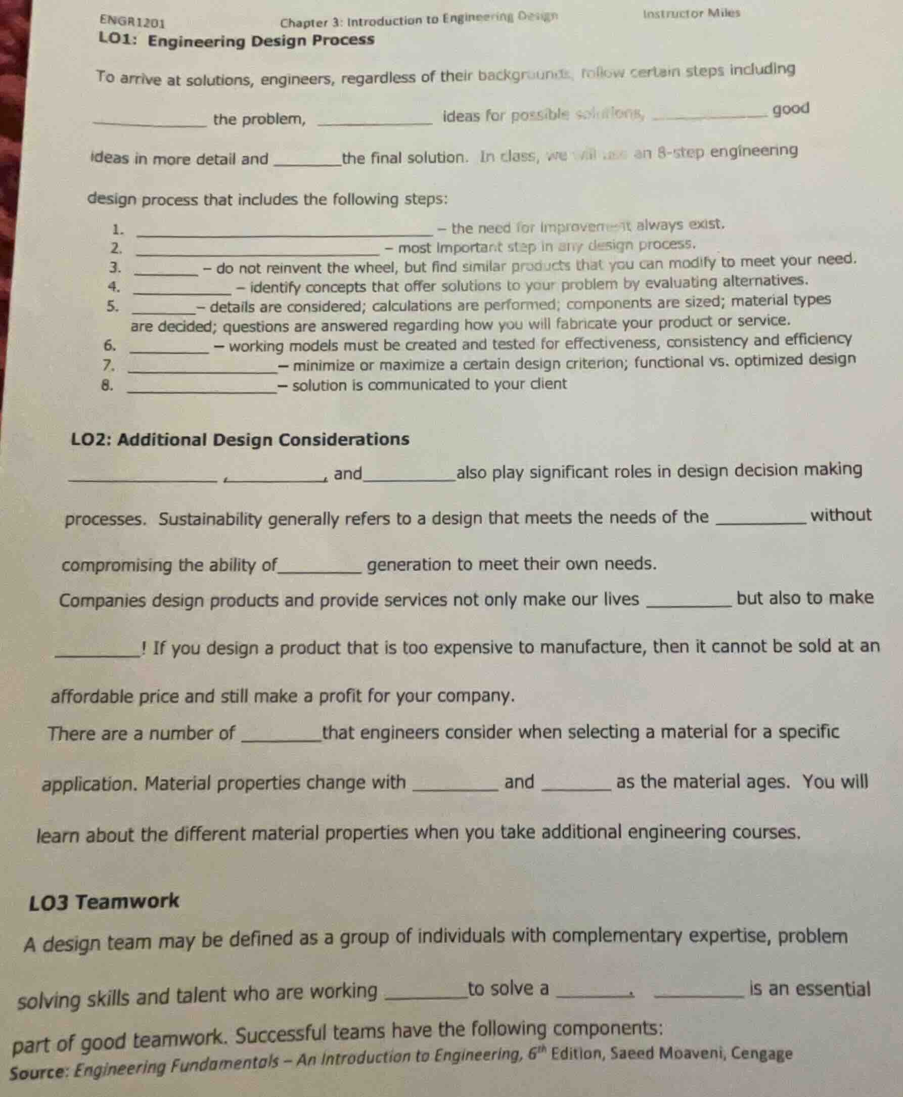 engr1201 chapter 3: introduction to engineering design instructor miles…