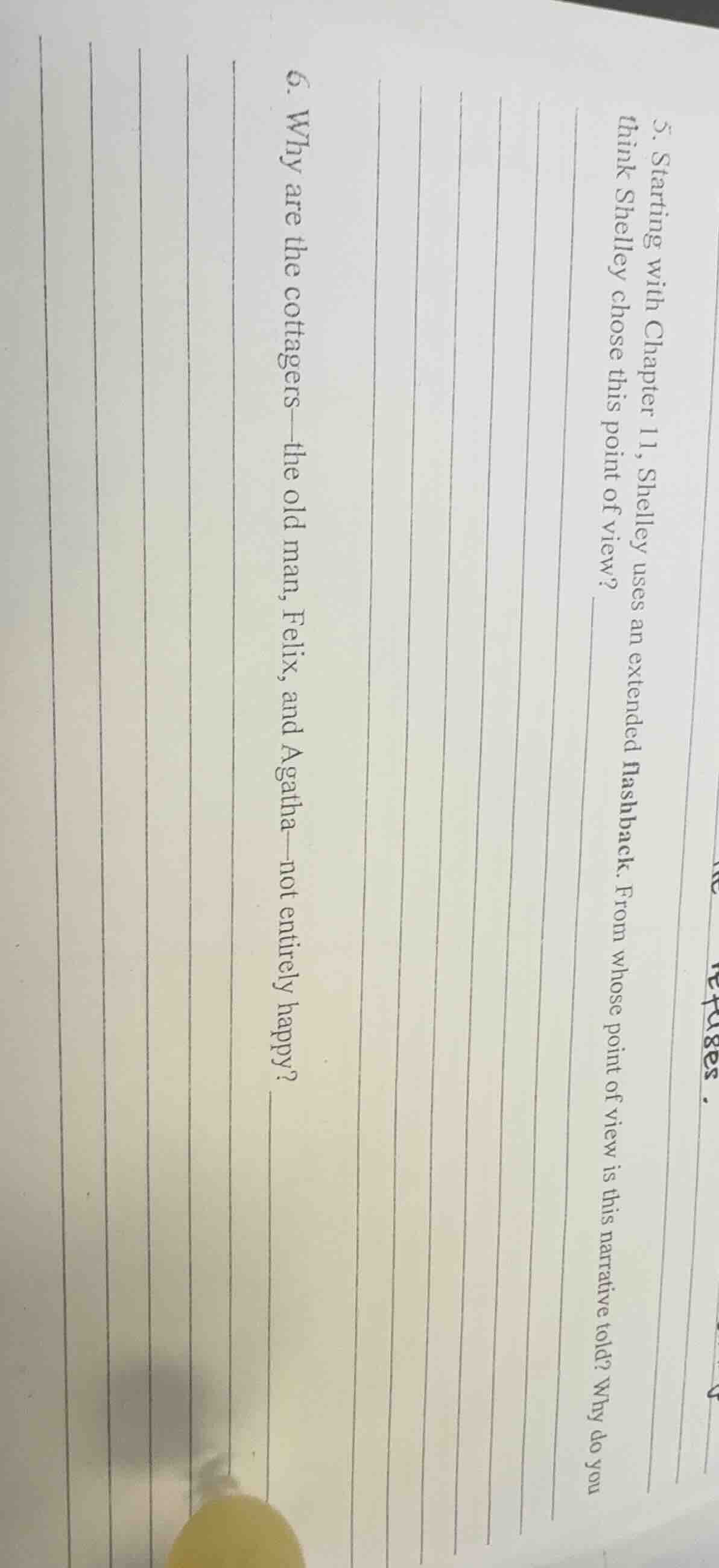 5. starting with chapter 11, shelley uses an extended flashback. from w…