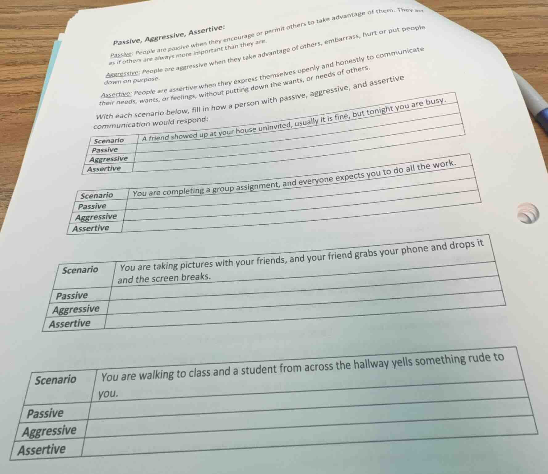 passive, aggressive, assertive: passive: people are passive when they e…
