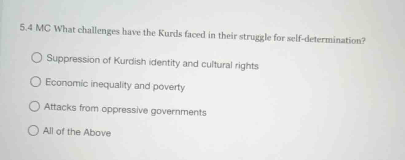 5.4 mc what challenges have the kurds faced in their struggle for self-…