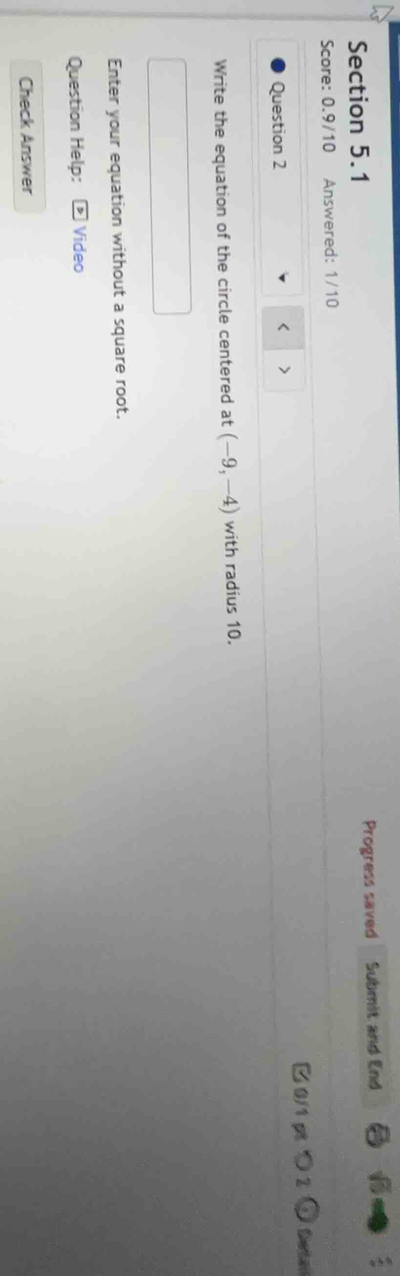section 5.1 score: 0.9/10 answered: 1/10 question 2 write the equation …