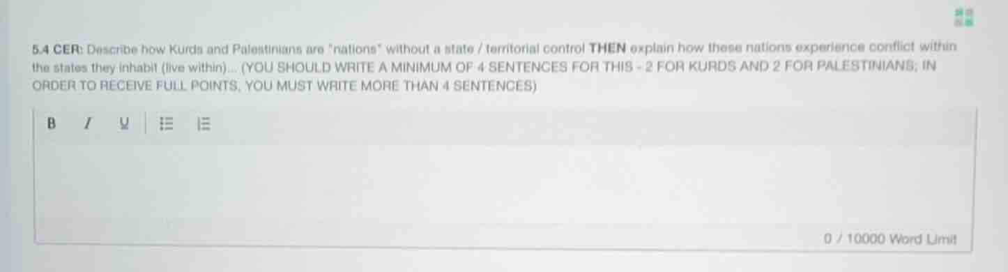 5.4 cer: describe how kurds and palestinians are ations\ without a stat…