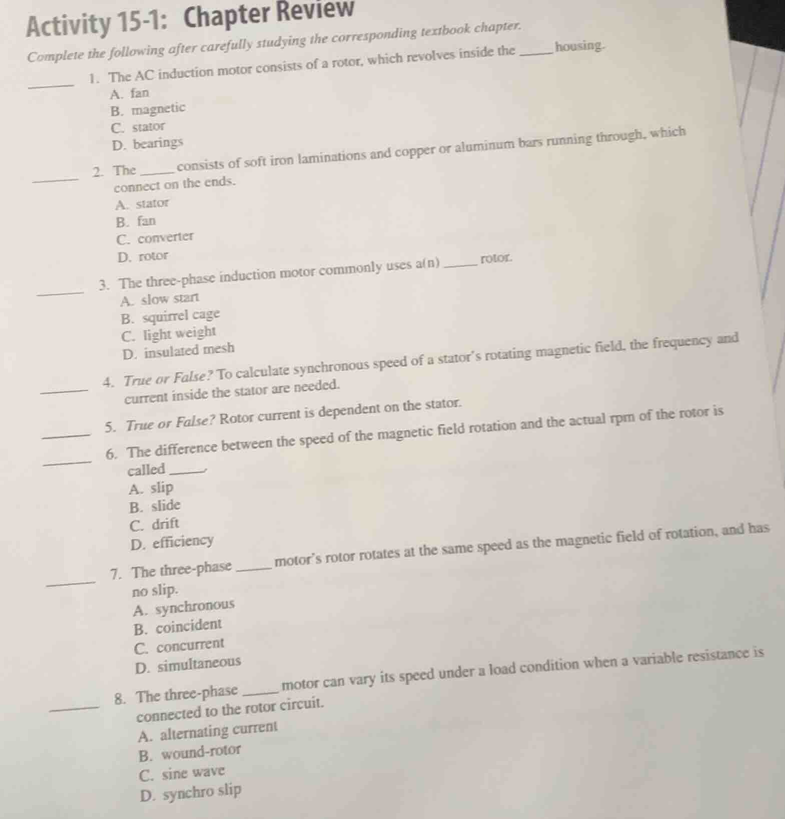 activity 15-1: chapter review complete the following after carefully st…
