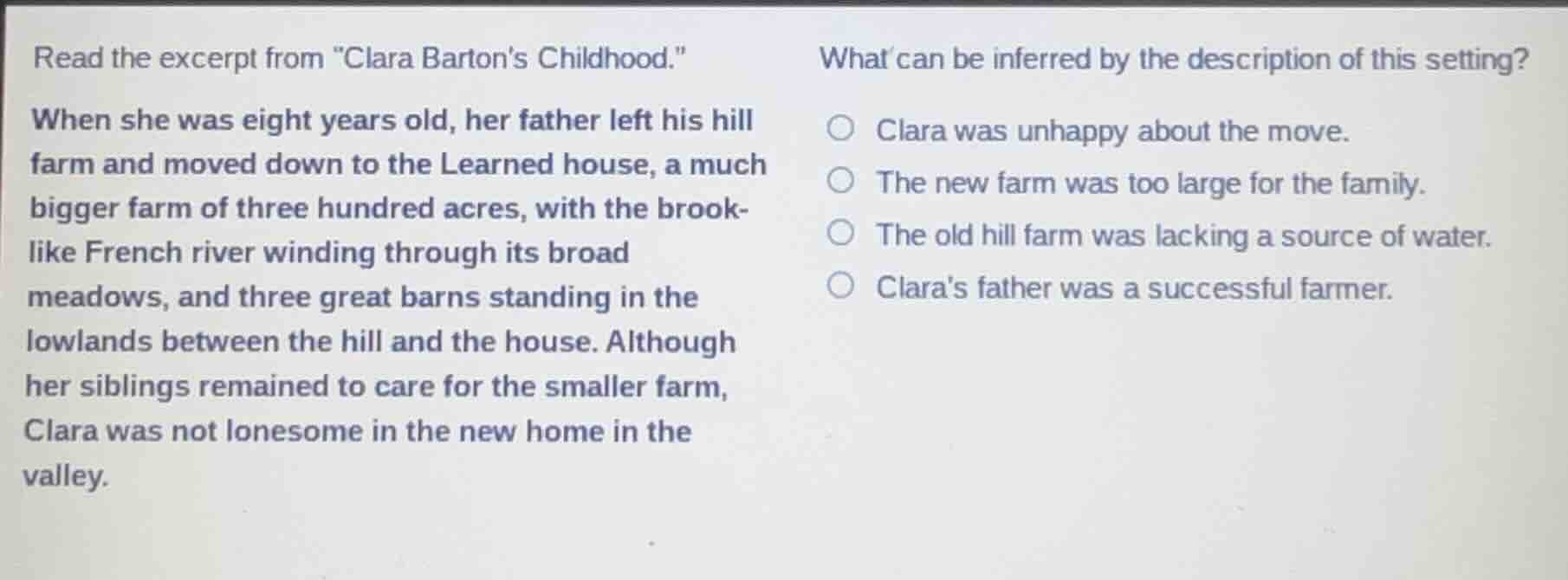 read the excerpt from \clara bartons childhood.\ when she was eight yea…