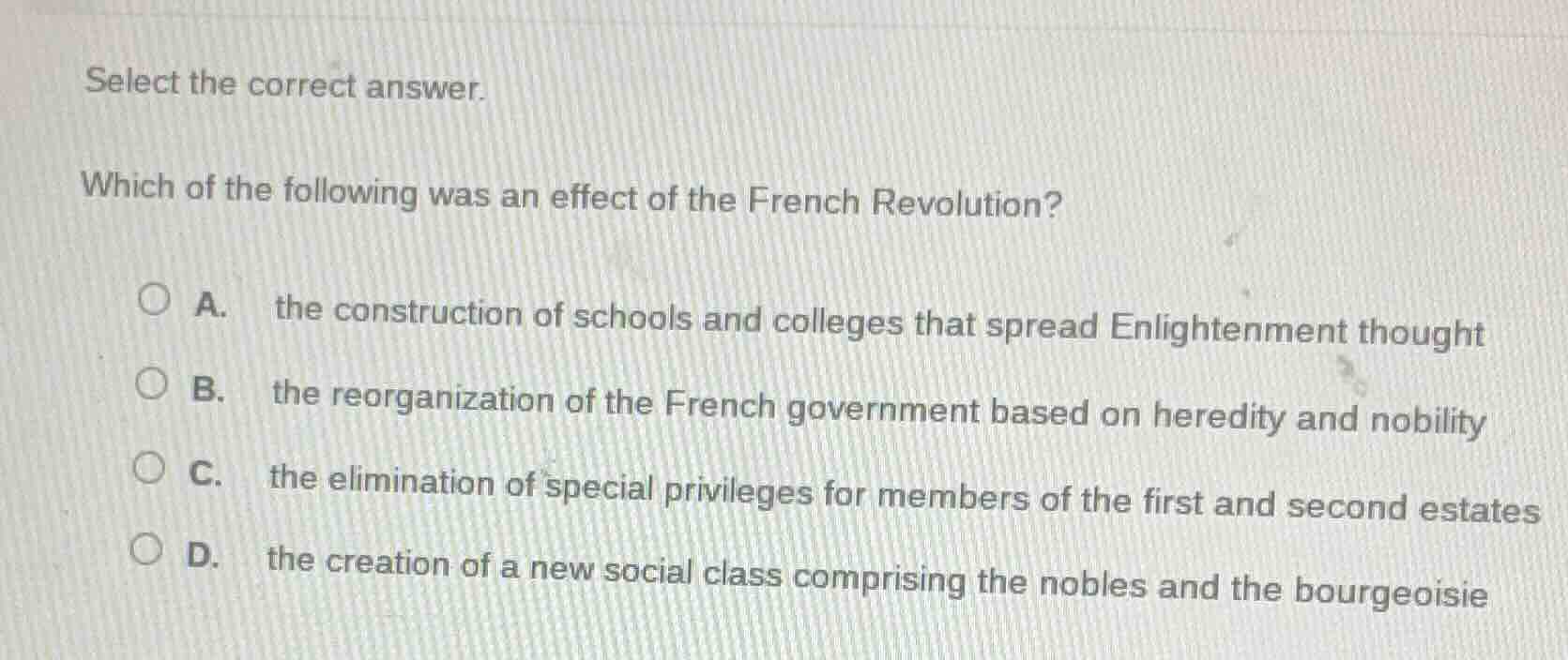 select the correct answer. which of the following was an effect of the …