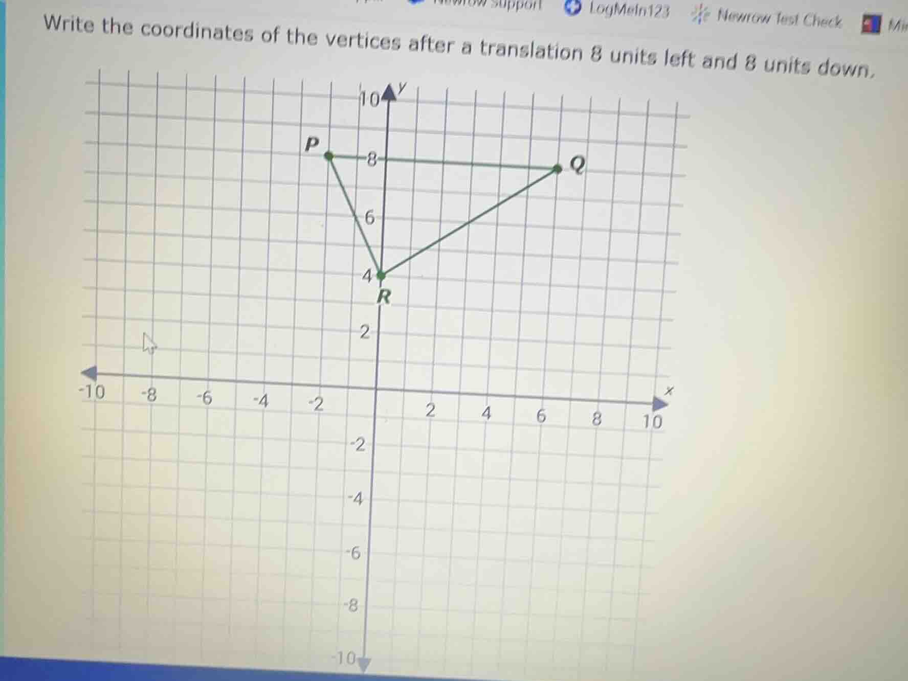 write the coordinates of the vertices after a translation 8 units left …