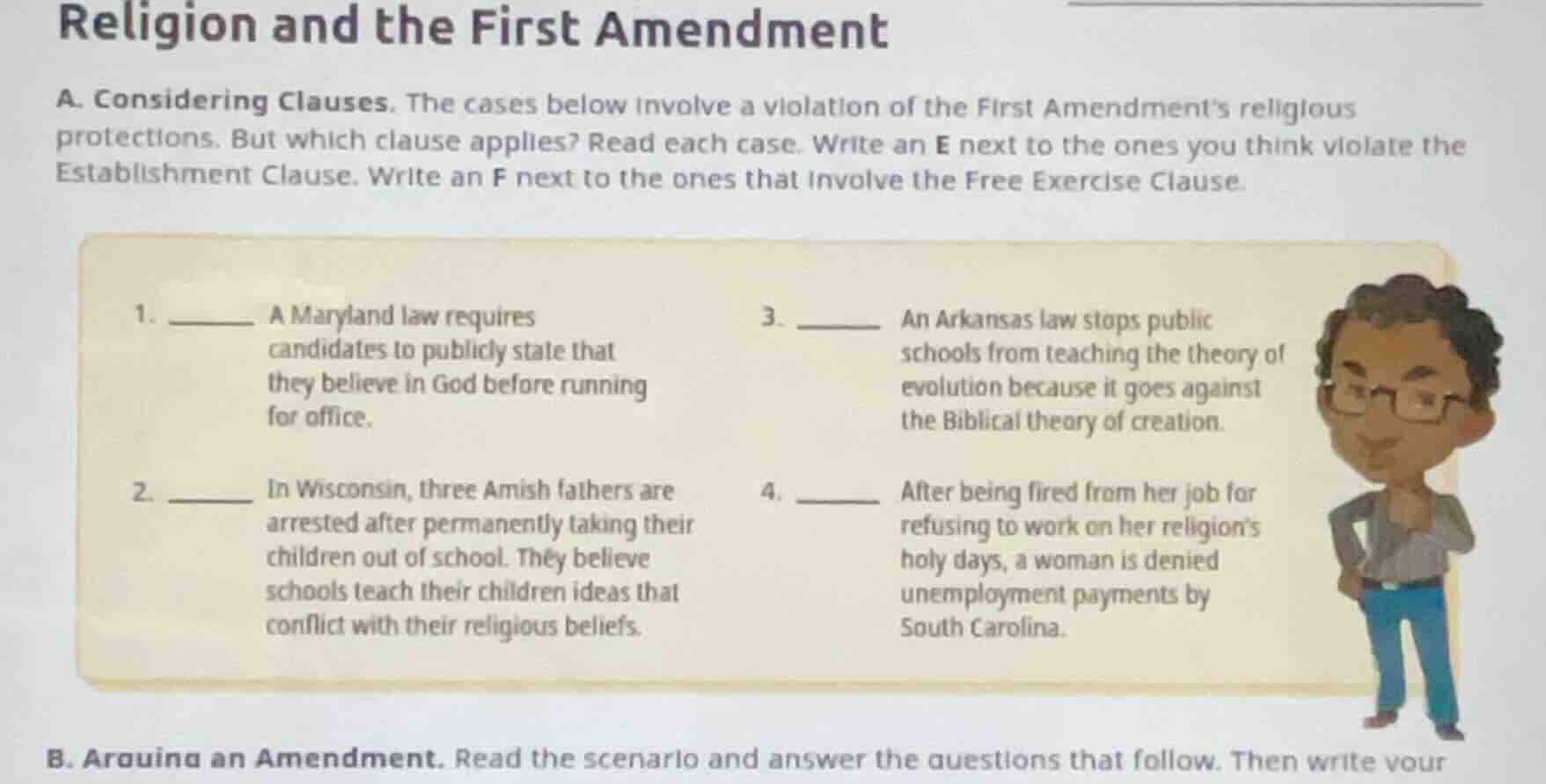 religion and the first amendment a. considering clauses. the cases belo…