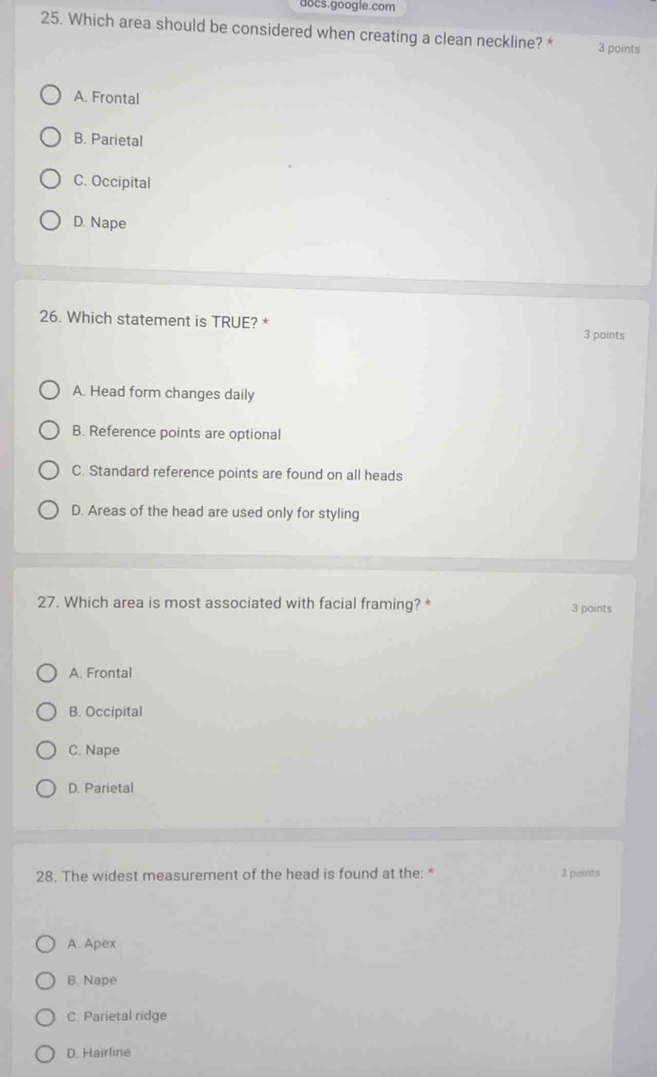 25. which area should be considered when creating a clean neckline? * 3…