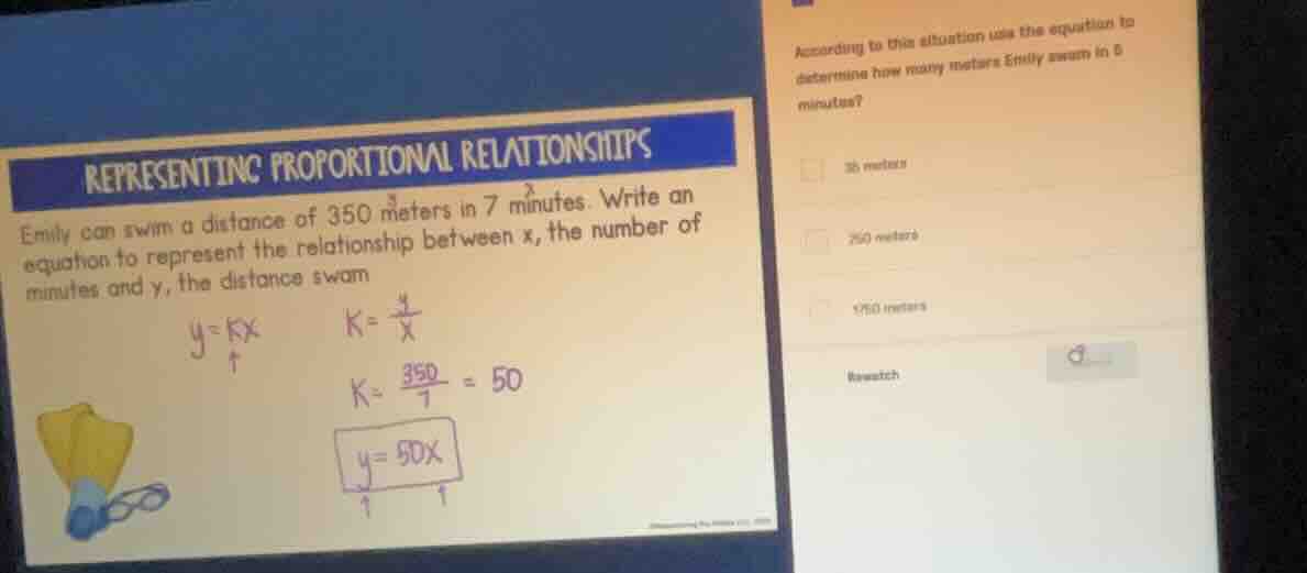 representing proportional relationships emily can swim a distance of 35…