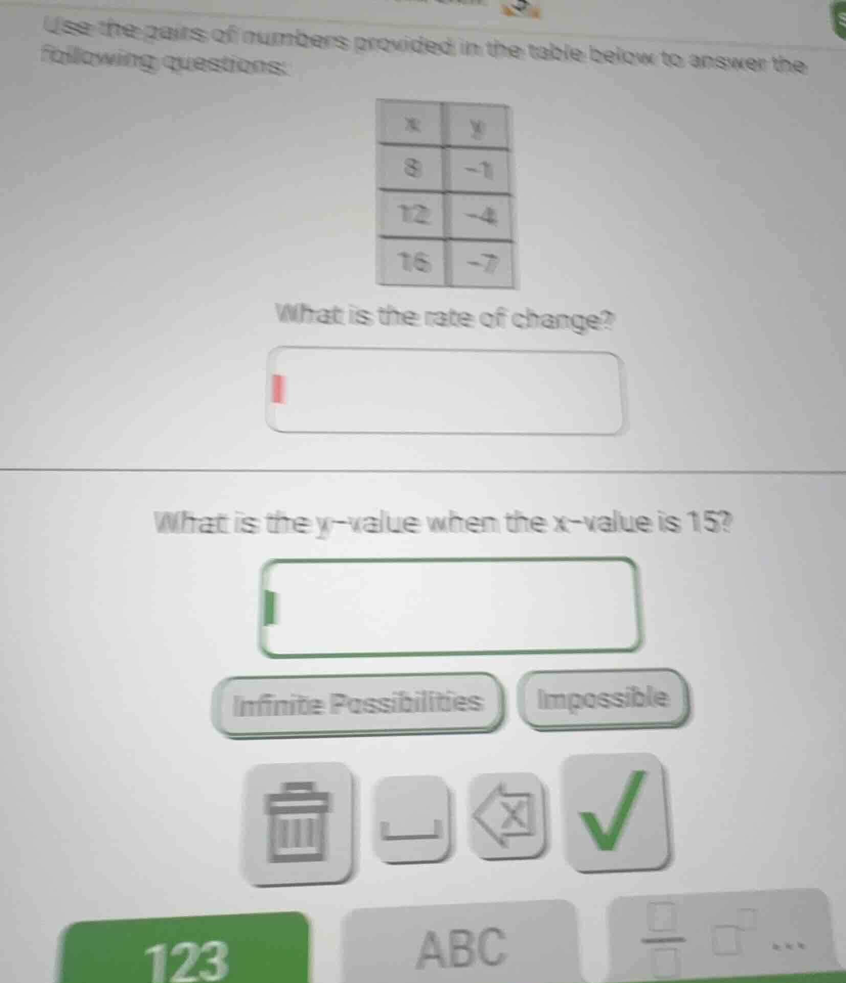 use the pairs of numbers provided in the table below to answer the foll…