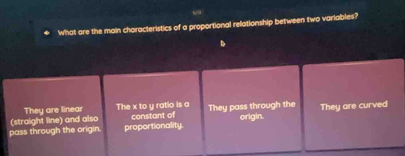 what are the main characteristics of a proportional relationship betwee…