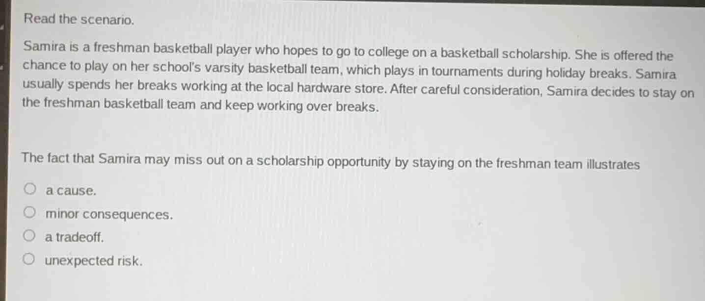read the scenario. samira is a freshman basketball player who hopes to …