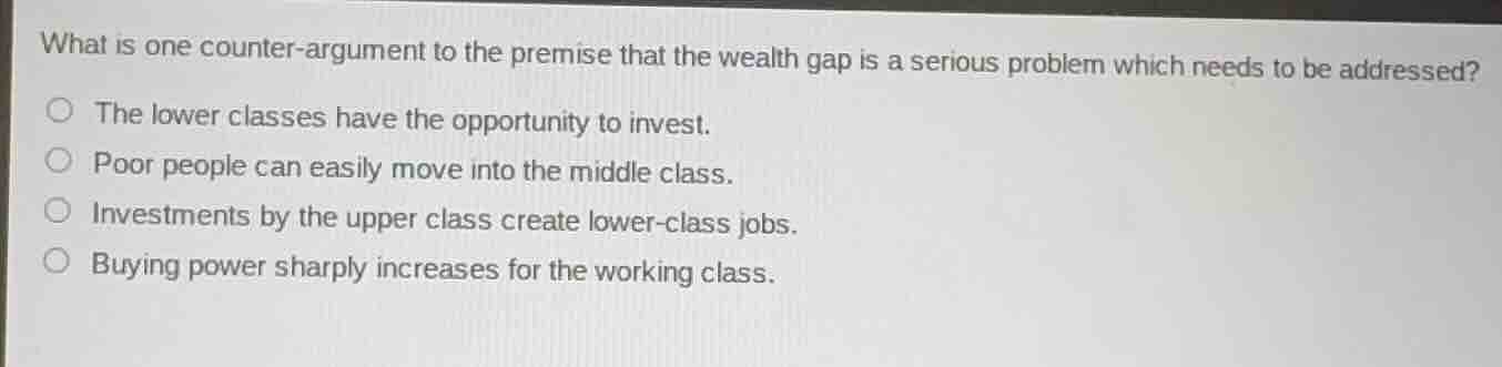 what is one counter-argument to the premise that the wealth gap is a se…