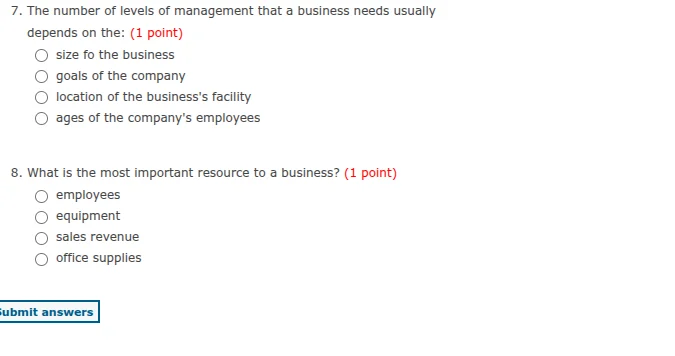 7. the number of levels of management that a business needs usually dep…