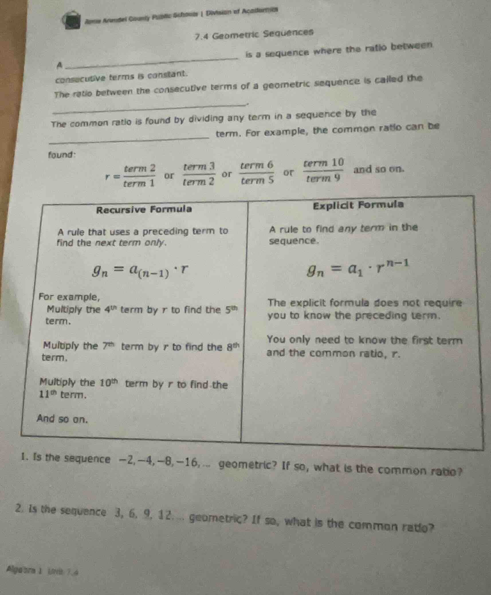 anne arundel county public schools | division of academics 7.4 geometri…
